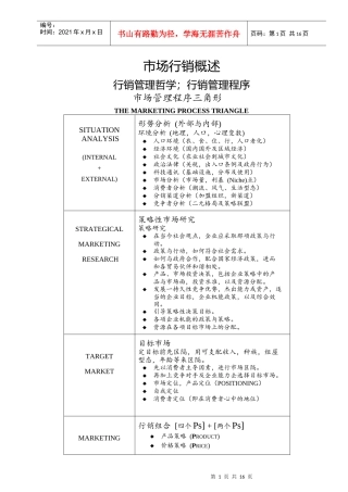 市场行销概述行销管理哲学行销管理程序