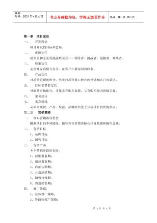 R004项目总体营销策划报告范本