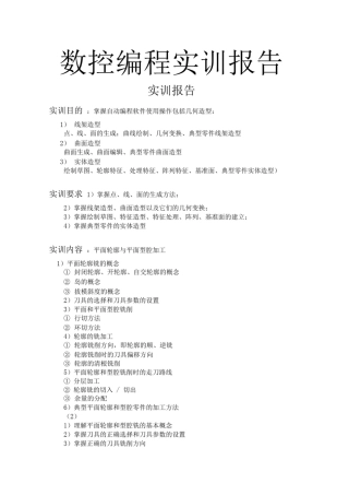 数控编程实训报告