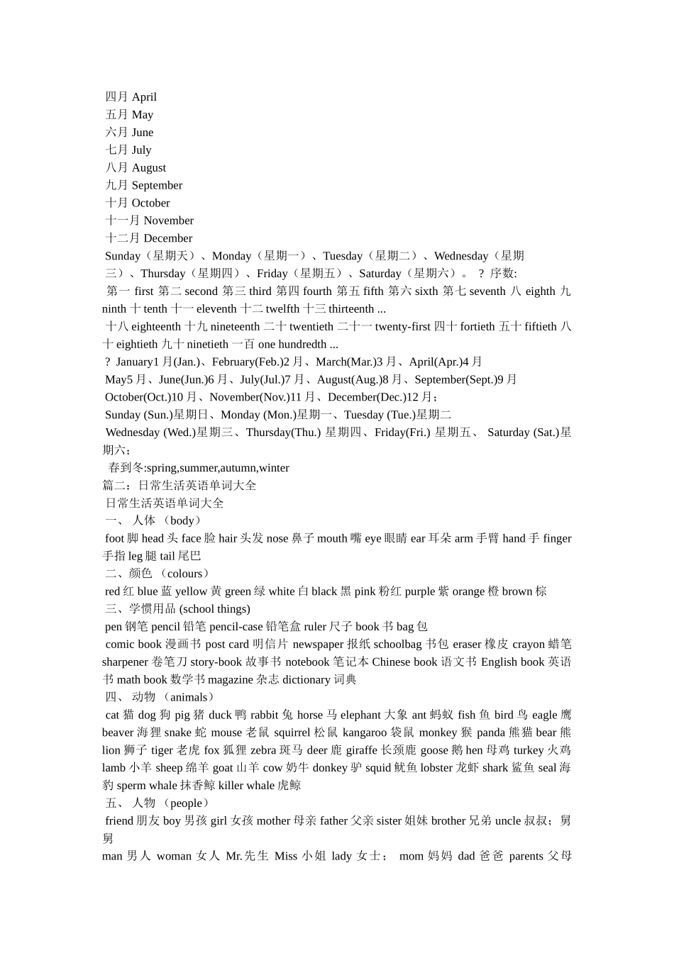 星期六的英语单词参考 _第2页