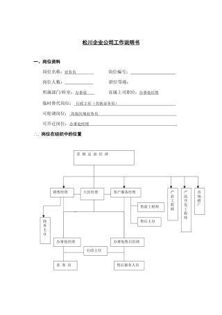 业务员岗位职务说明