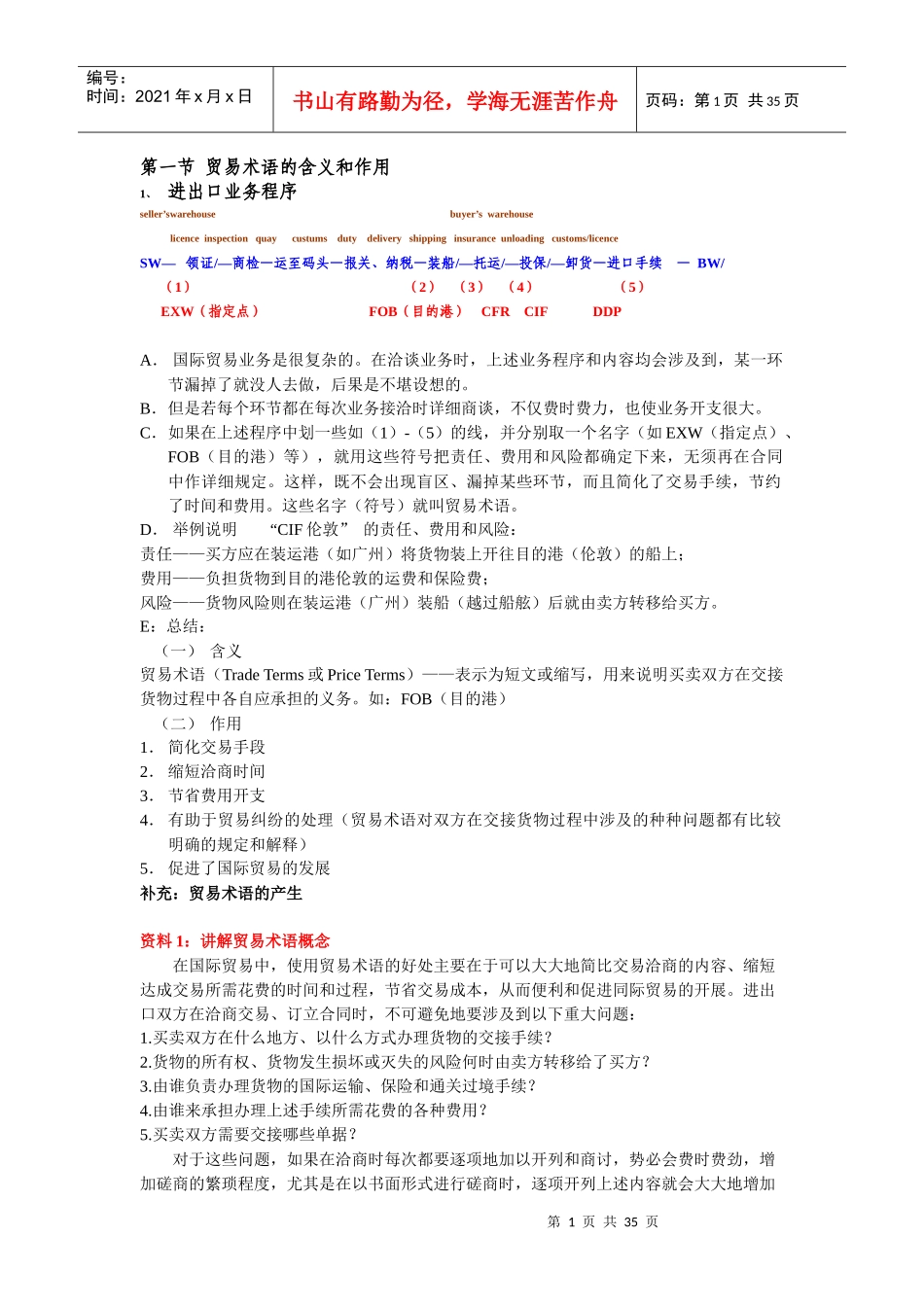 单证学习资料贸易术语_第1页