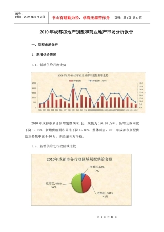XXXX年成都房地产别墅和商业地产市场分析年报_17页