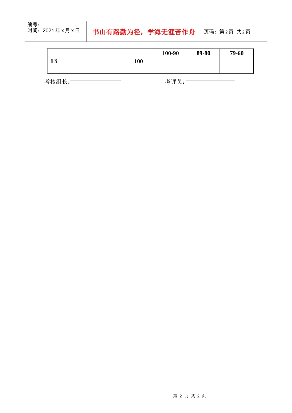 工程维修服务技能技巧比赛评分表_第2页
