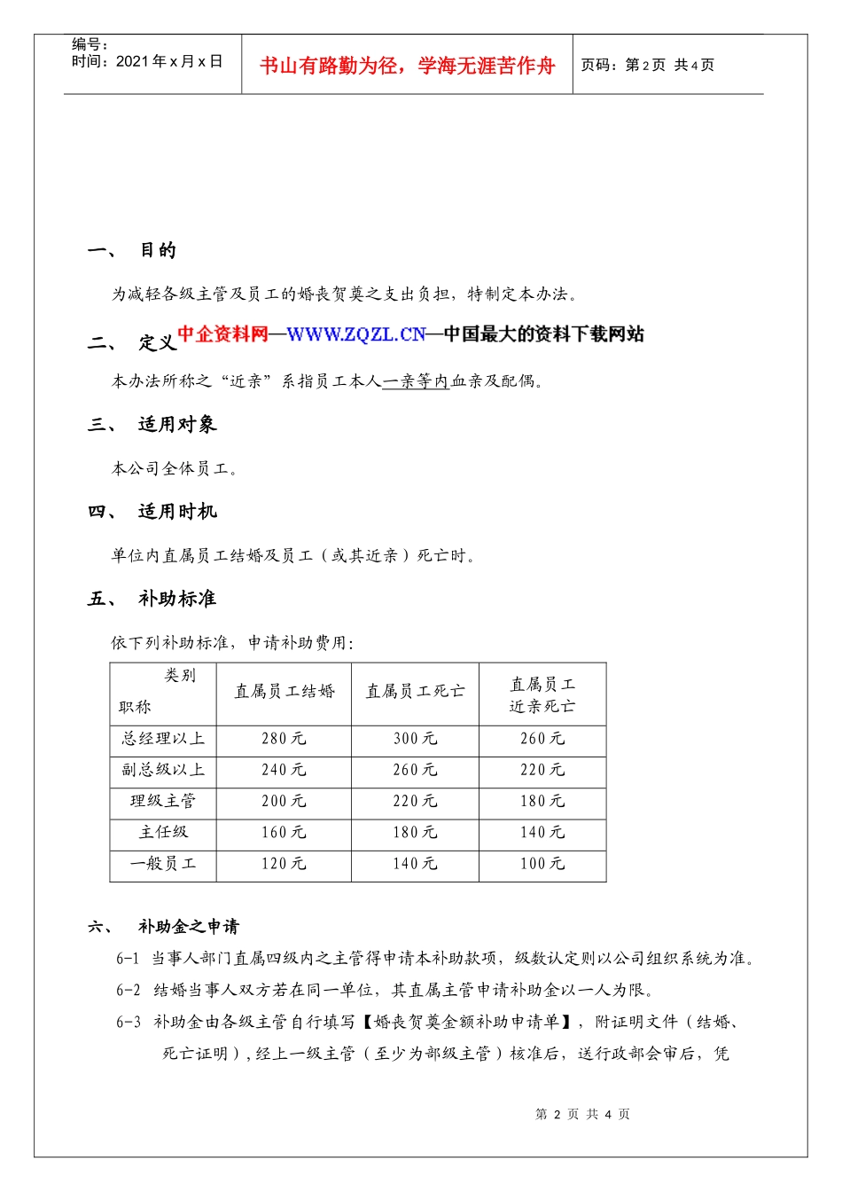 婚丧贺奠金补助方法_第2页