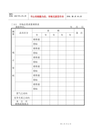 市场总需求量调查表