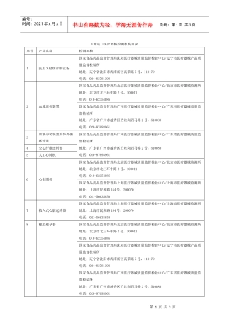 8种进口医疗器械检测机构目录doc-8种进口医疗器械检测