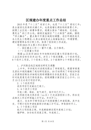 区规建办年度重点工作总结