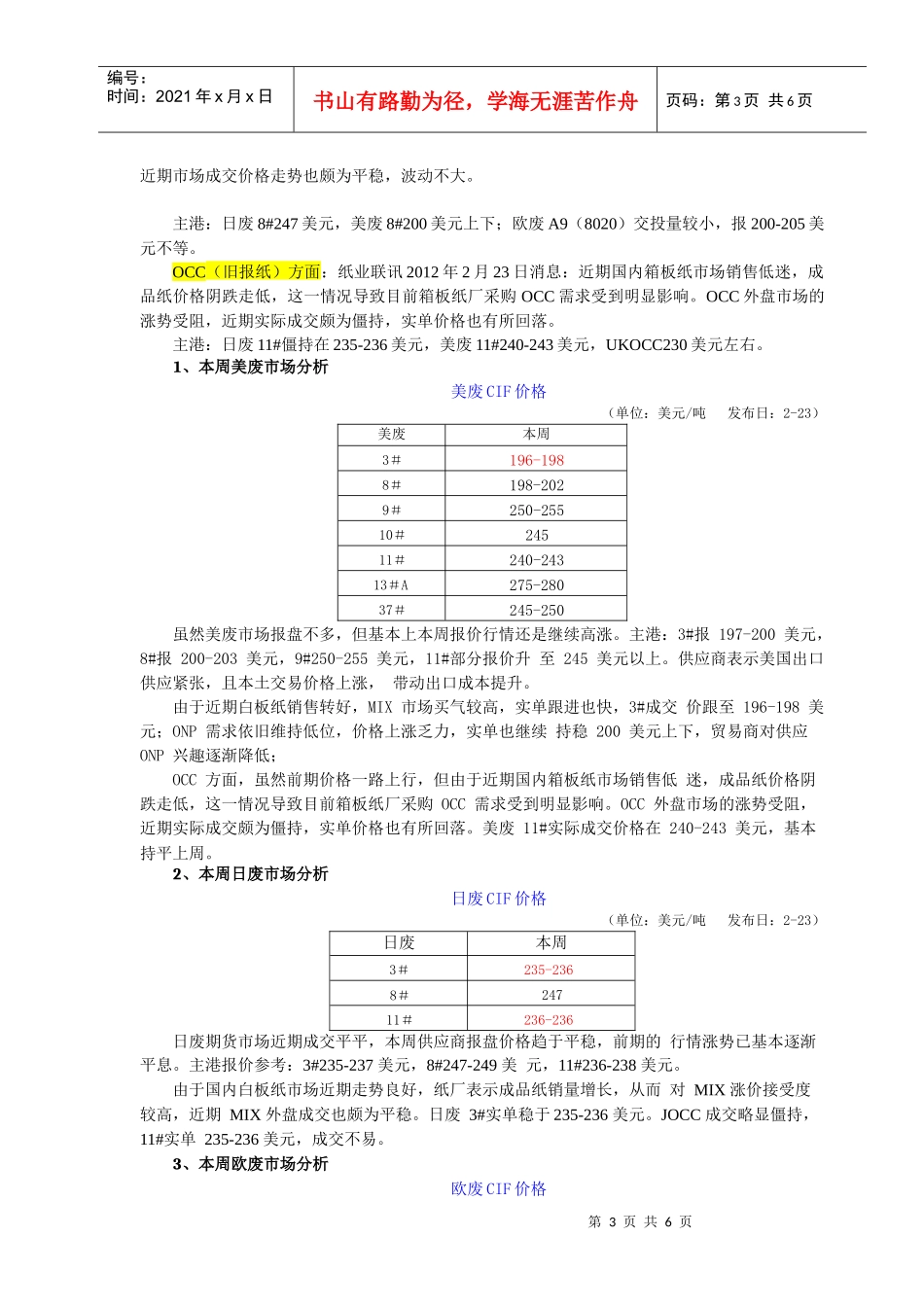 XXXX年第9周双胶纸市场价格分析(0218~0224)_第3页