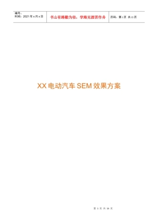 【网络营销】XX电动汽车SEM效果方案