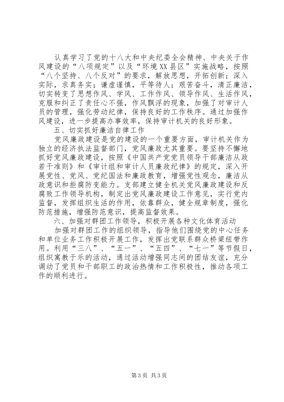 审计局支部半年工作总结_第3页