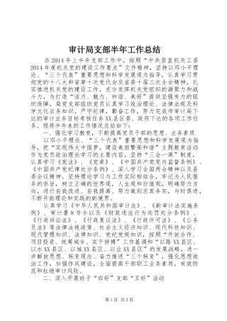 审计局支部半年工作总结
