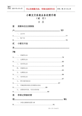小额支付管理知识系统及业务管理知识手续