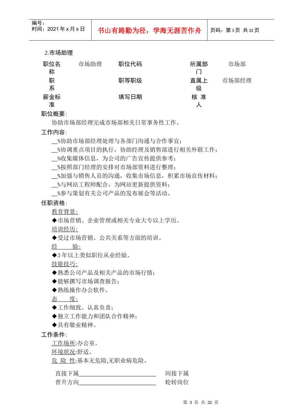 企业市场营销部门职位职责分析_第3页