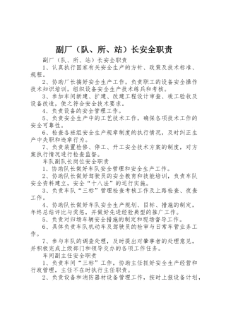 副厂（队、所、站）长安全职责要求 (2)