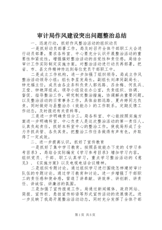 审计局作风建设突出问题整治总结