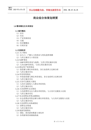 商业综合体营销策划纲要