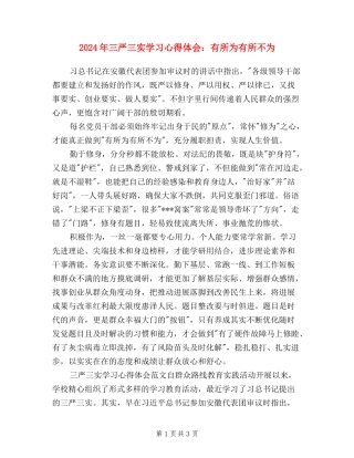 2024年三严三实学习心得体会：有所为有所不为