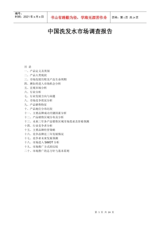 中国洗发水市场调查分析