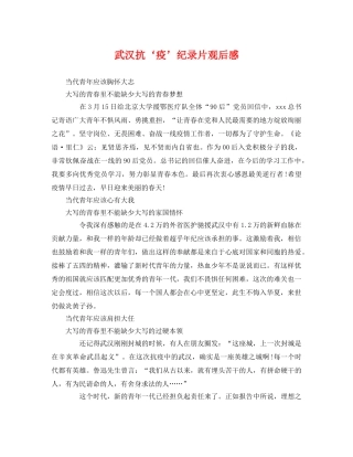武汉抗‘疫’纪录片观后感 