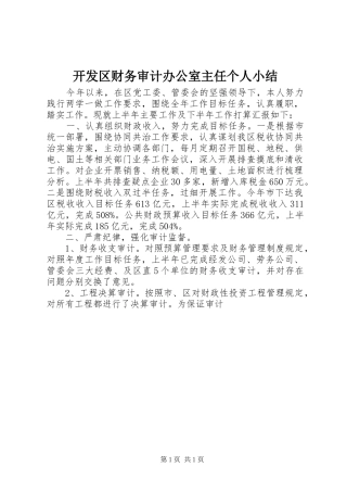 开发区财务审计办公室主任个人小结