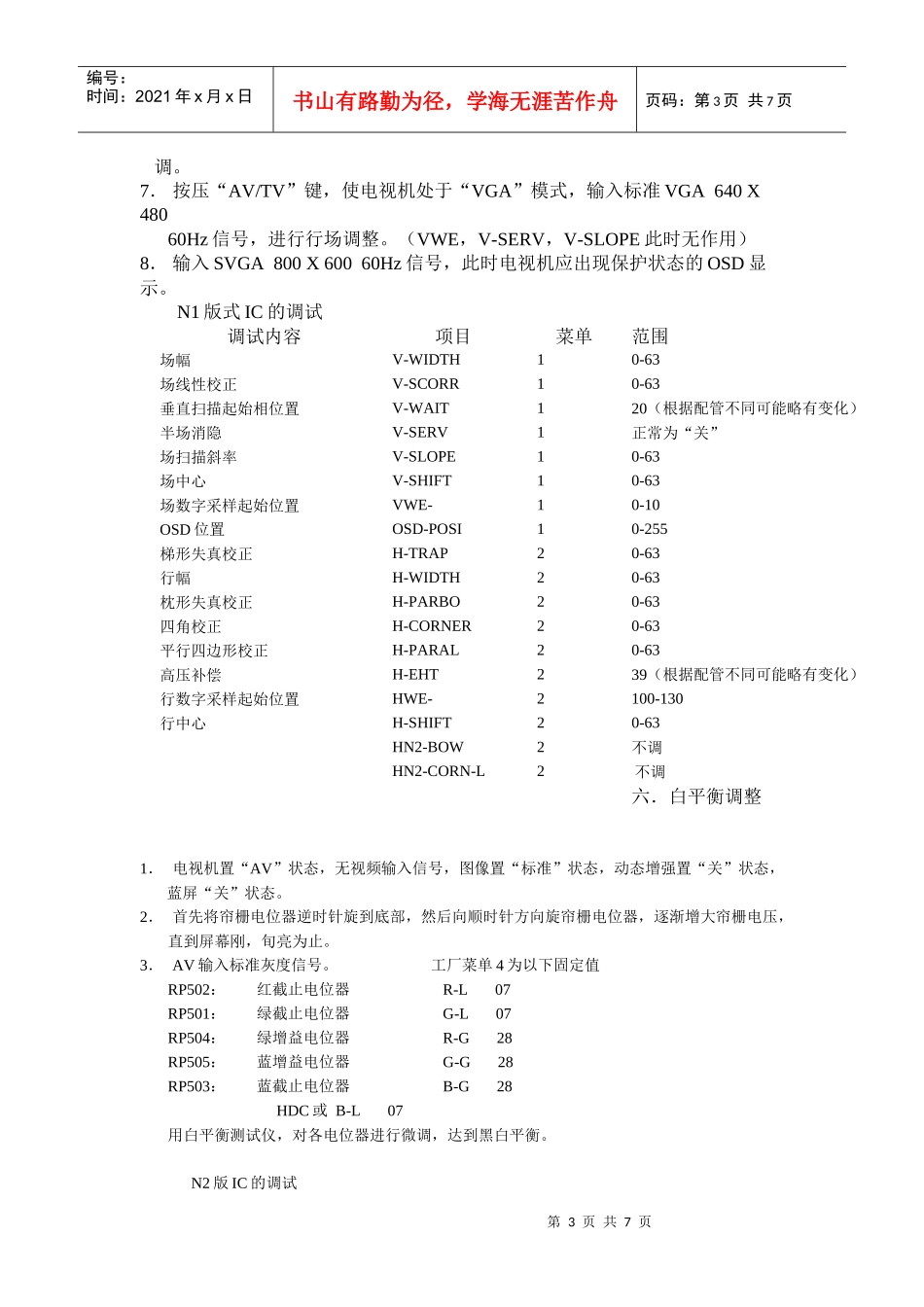 A2991彩色电视机调试说明_第3页