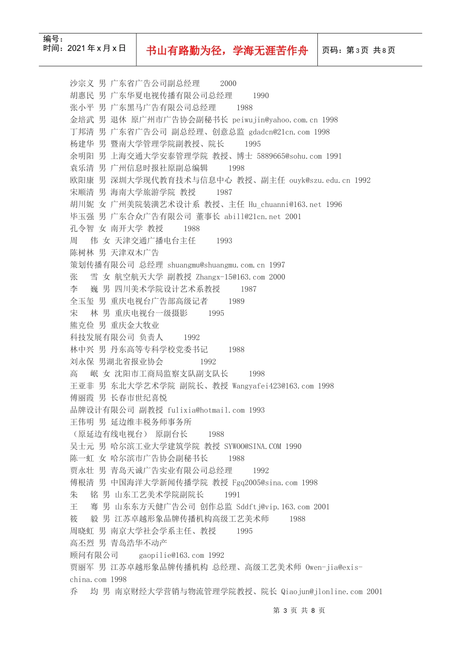 中国广告协会学术委员会名录_第3页