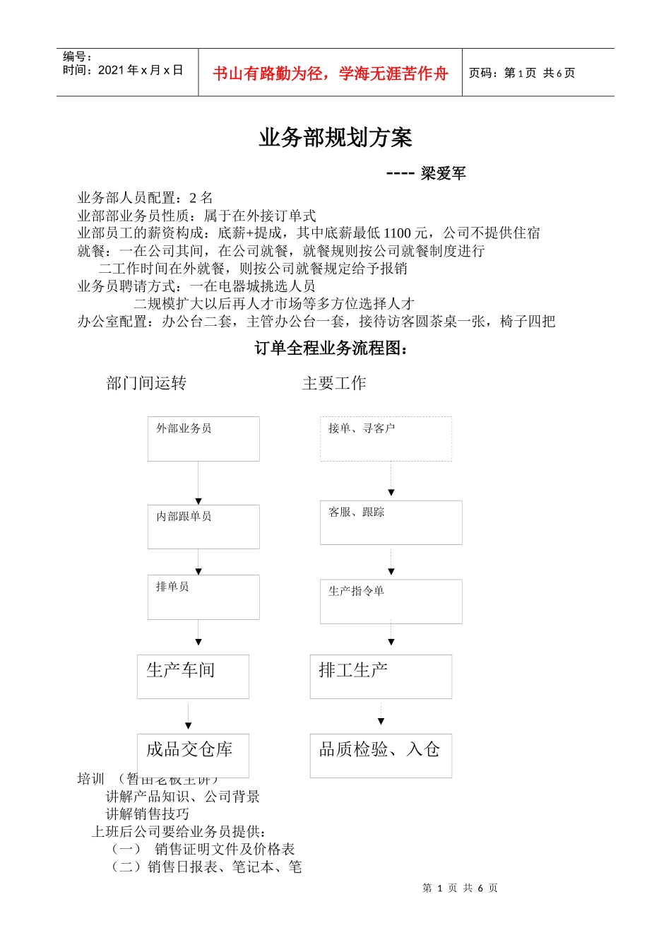 初期业务部规方案_第1页