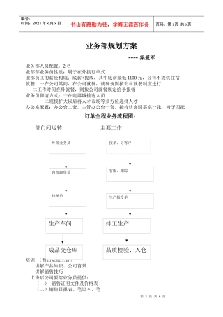 初期业务部规方案