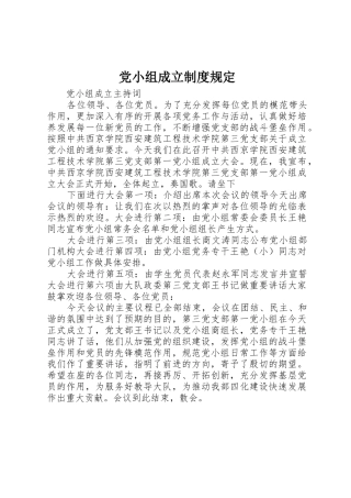 党小组成立规章制度细则规定