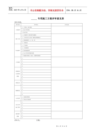 VT-GC-QR018专项施工方案评审意见表