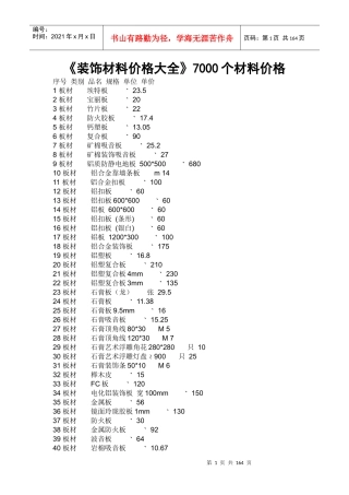 《装饰材料参考价格大全》