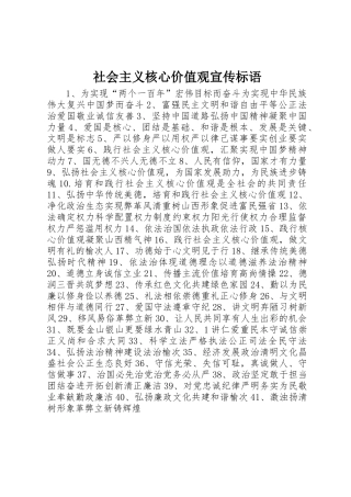 社会主义核心价值观宣传标语集锦