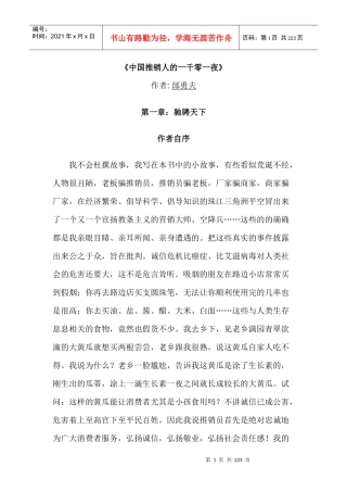 中国推销人的一千零一夜