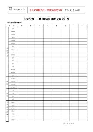 业务表格01客户来电登记表[1]