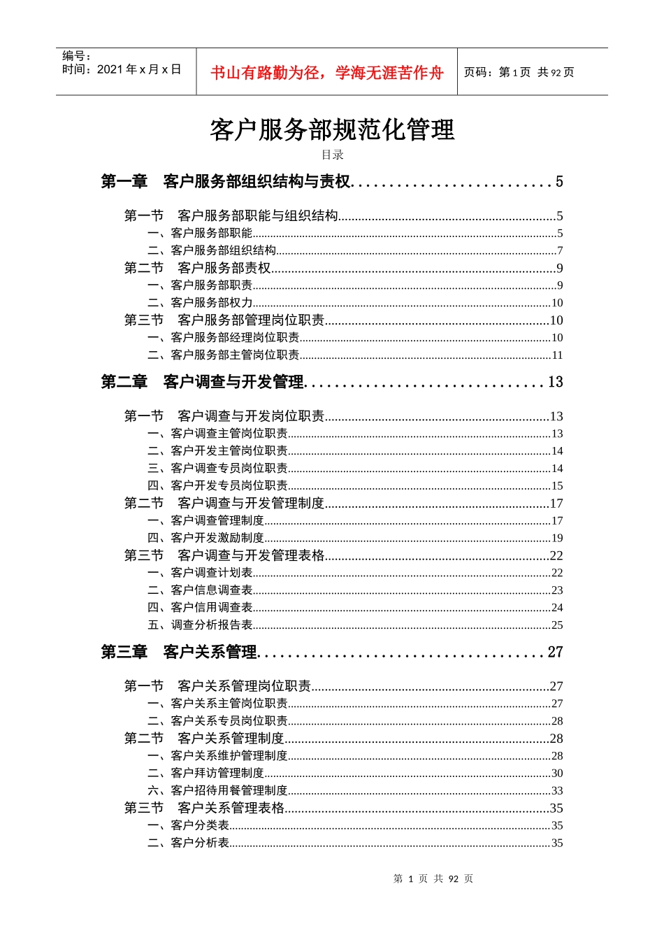 客户服务部规范化管理_第1页