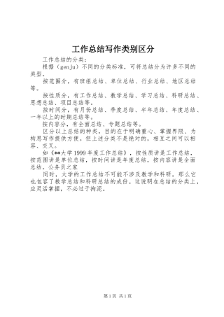 工作总结写作类别区分