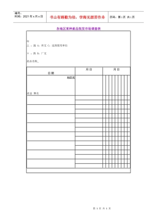 各地区某种産品批发市场调查表