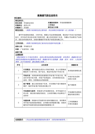 市场部业务员职责说明