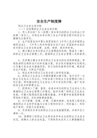 安全生产规章制度牌 