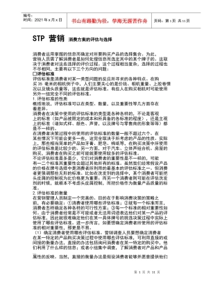 STP营销消费评估及选择方案