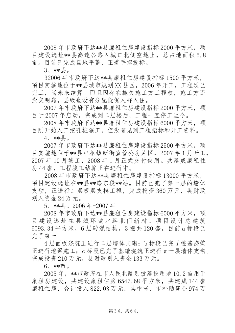 廉租住房建设督查情况总结_第3页