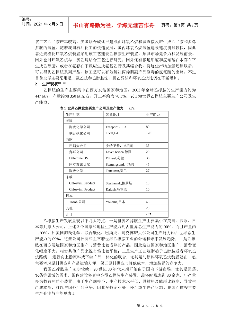 乙撑胺生产现状与市场分析_第3页