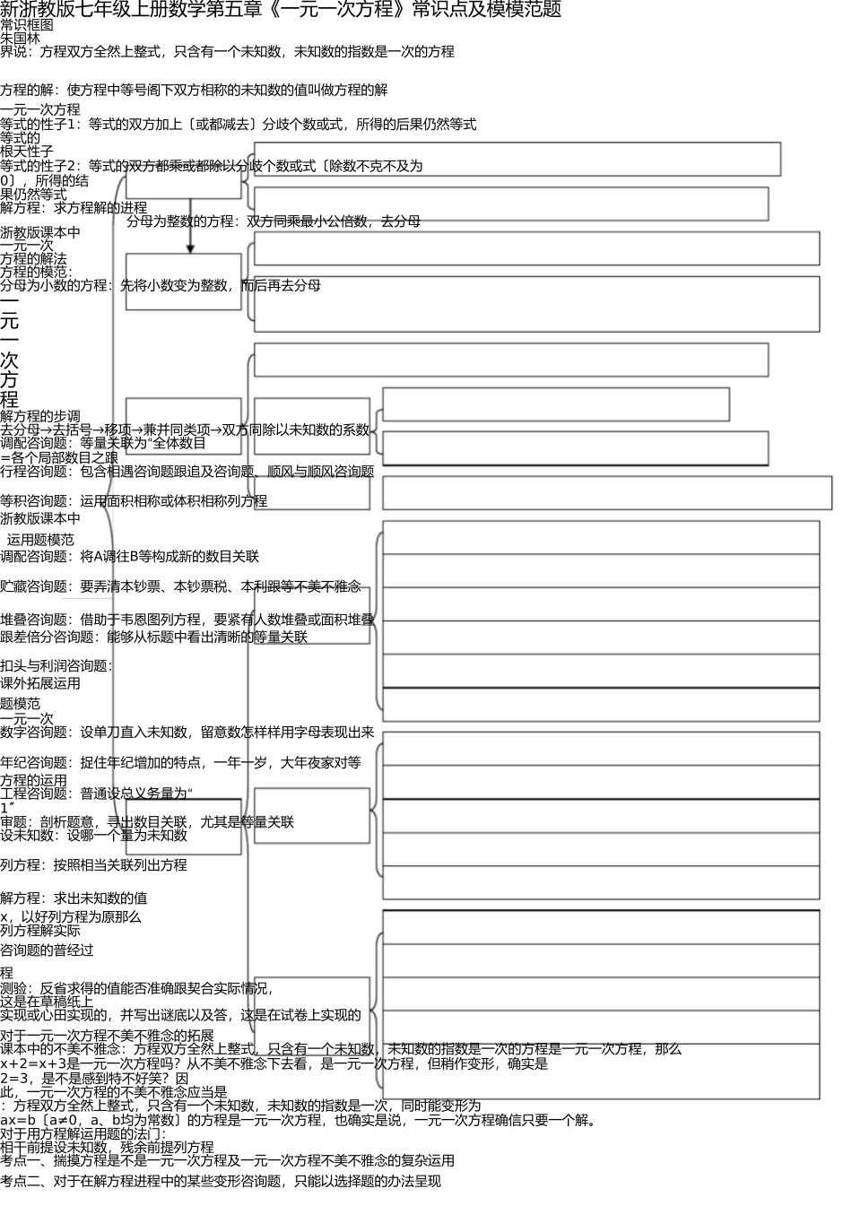 新浙教版七年级上册数学第五章《一元一次方程》知识点及典型例题 _第1页