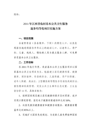 卫生服务均等化项目实施方案表格