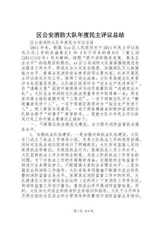 区公安消防大队年度民主评议总结