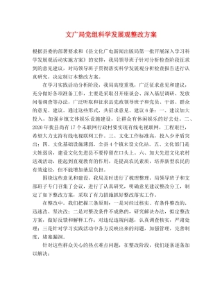 文广局党组科学发展观整改方案 