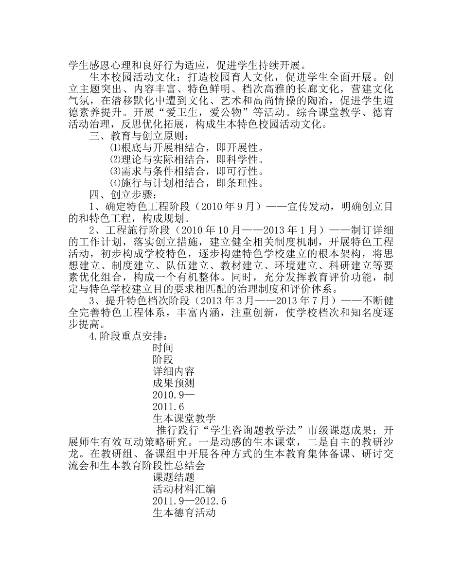 校长办公室范文创建“生本校园”特色学校实施方案 _第2页