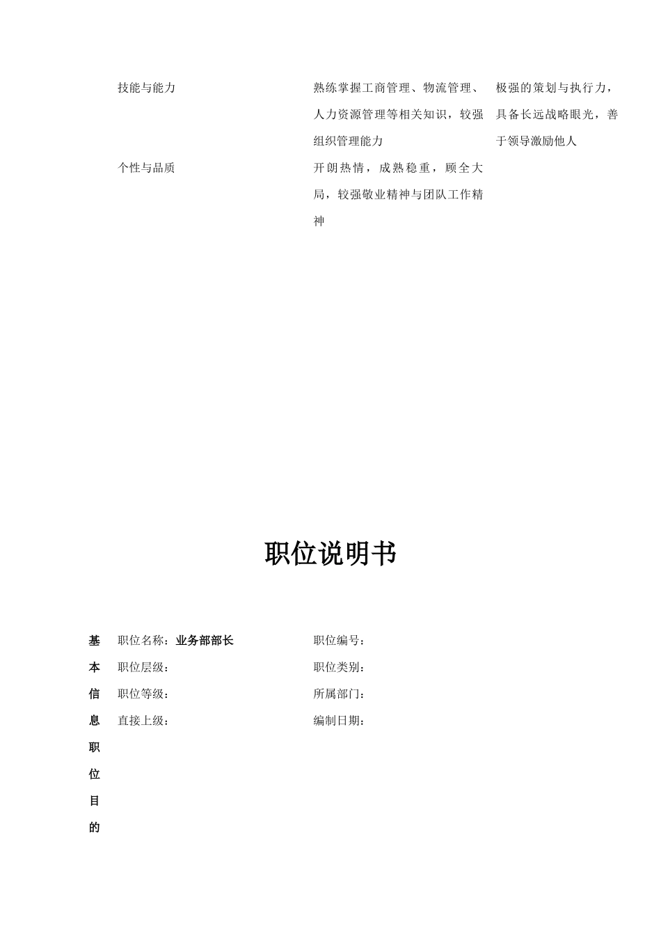 公司总部业务部职位说明书_第2页