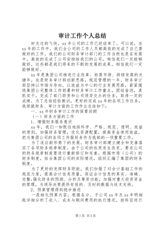 审计工作个人总结